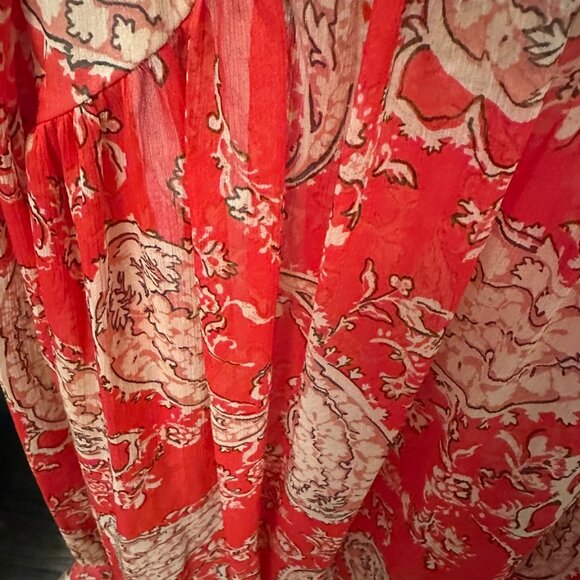 Zara red paisley blouse - Picture 3 of 5